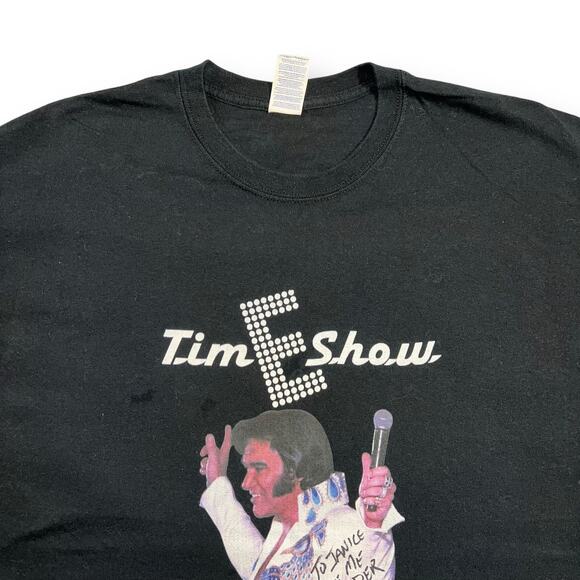Tim E Show Unisex T Shirt Elvis Theme Graphic Print Black Cotton Signed Large - Picture 2 of 8